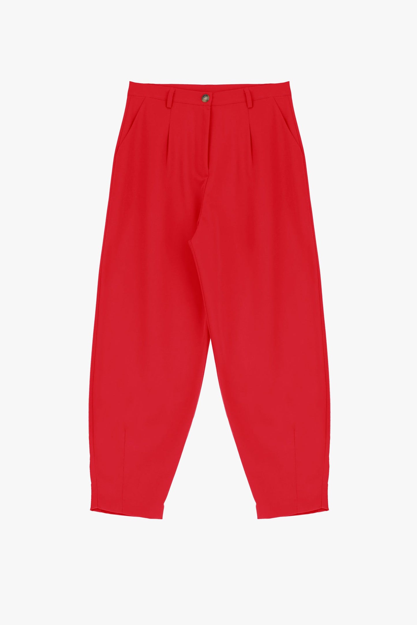 Pantaloni culotte monocolour con tasche verticali e pinces