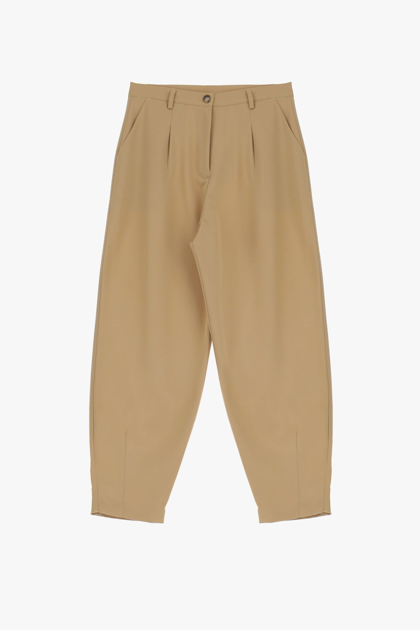 Pantaloni culotte monocolour con tasche verticali e pinces