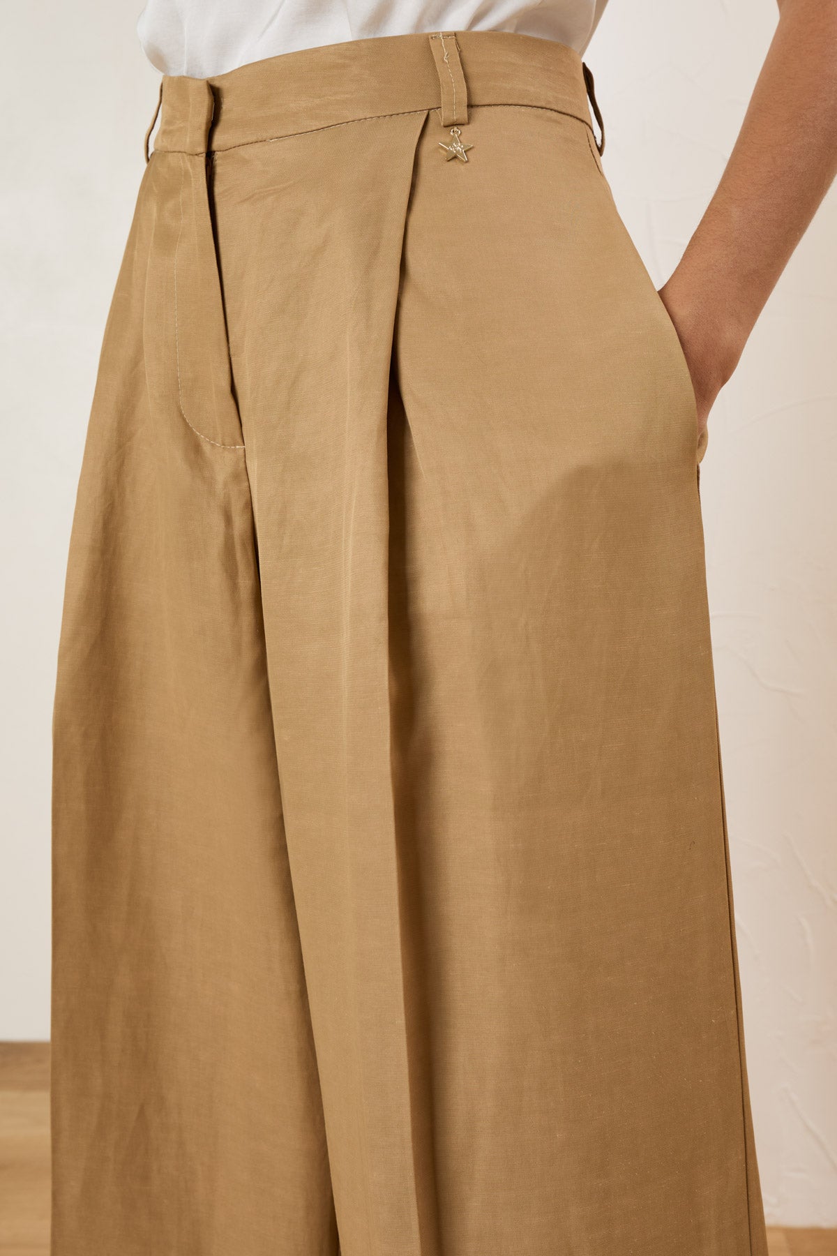 Pantalone palazzo viscosa e lino