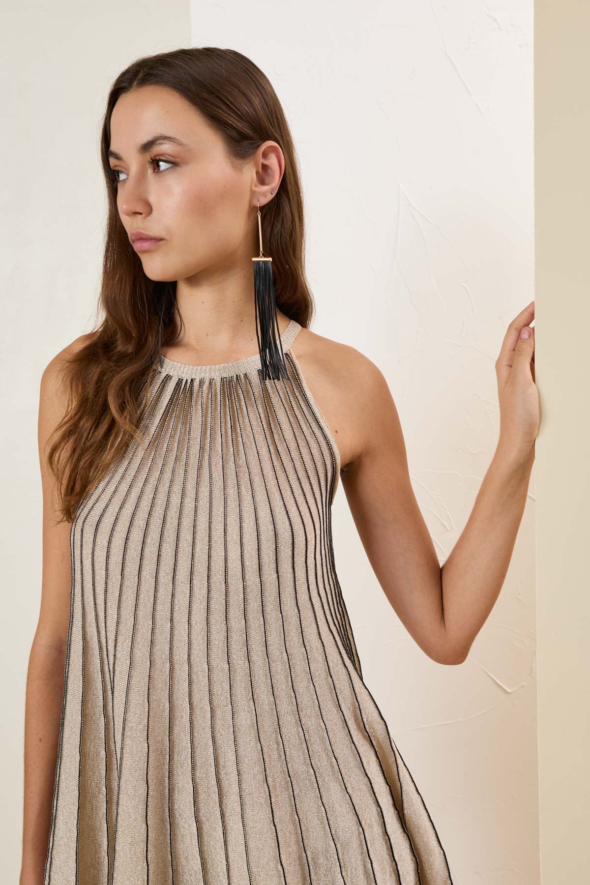 Top viscosa in maglia con lurex