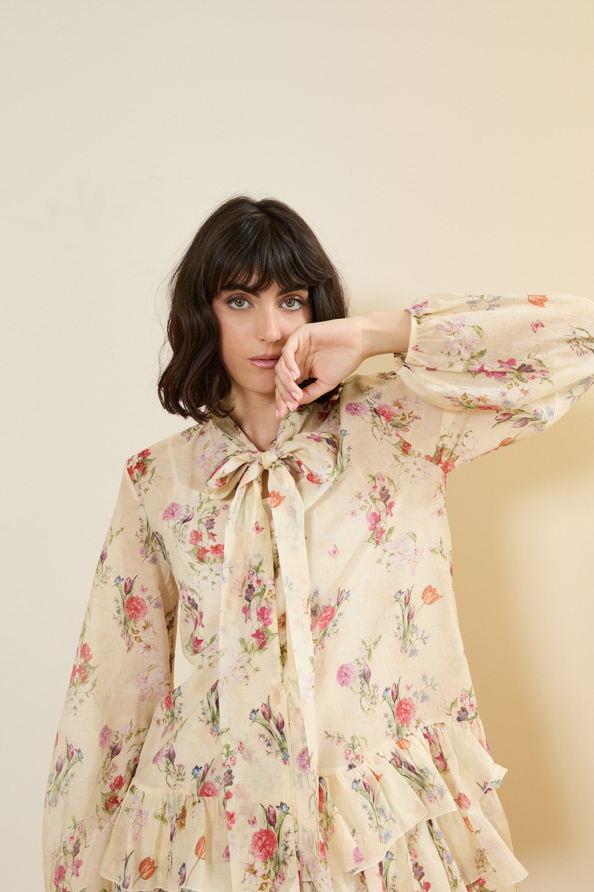 Vestito stampa fiori con fodera