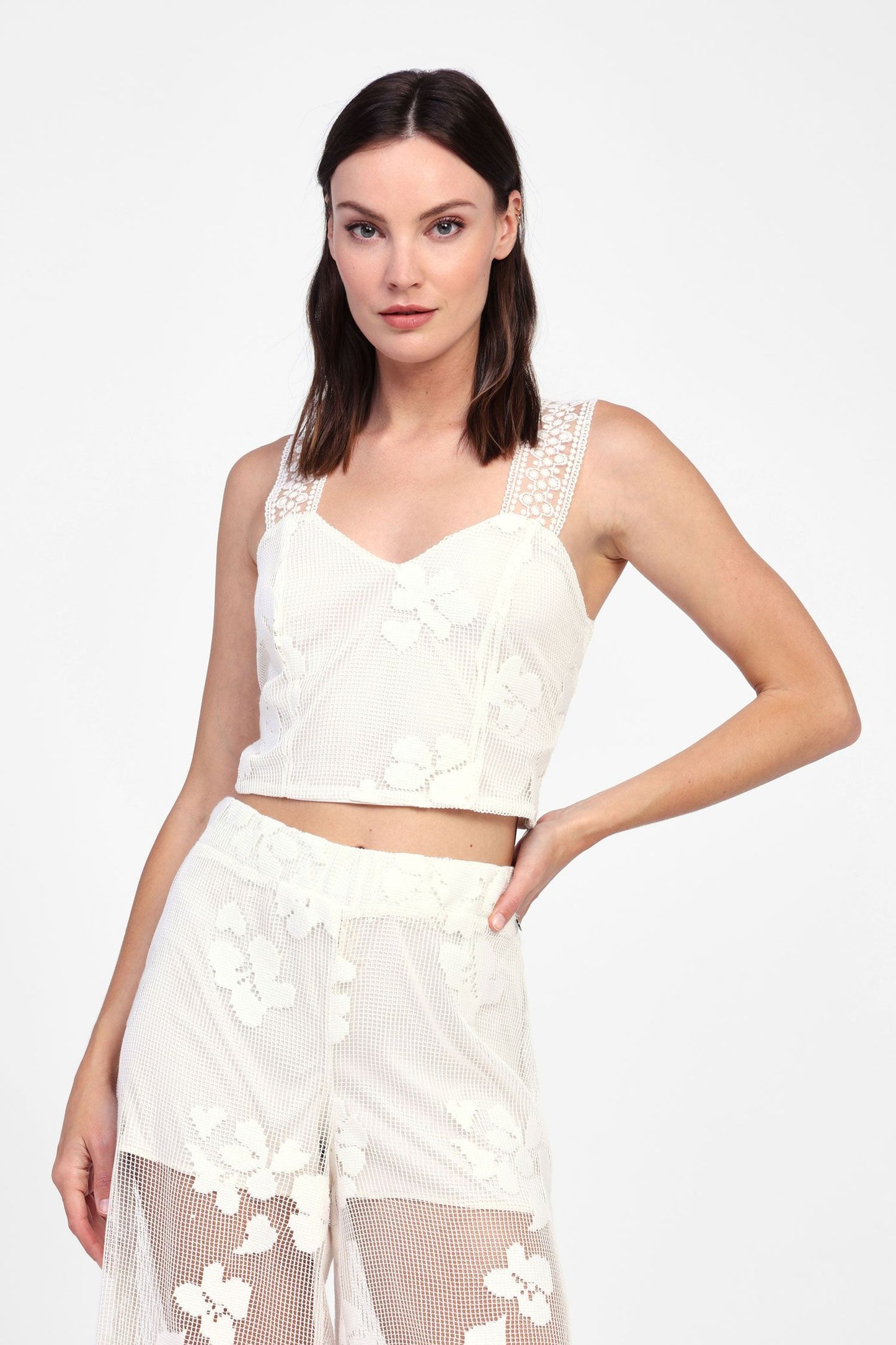 Top con spalline floreale