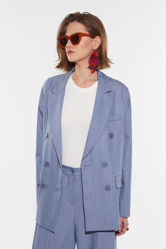 Double-breasted mélange pattern jacket with peak lapels