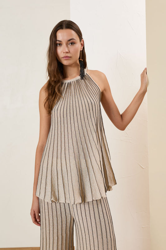 Top viscosa in maglia con lurex
