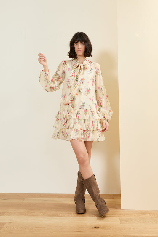 Vestito stampa fiori con fodera