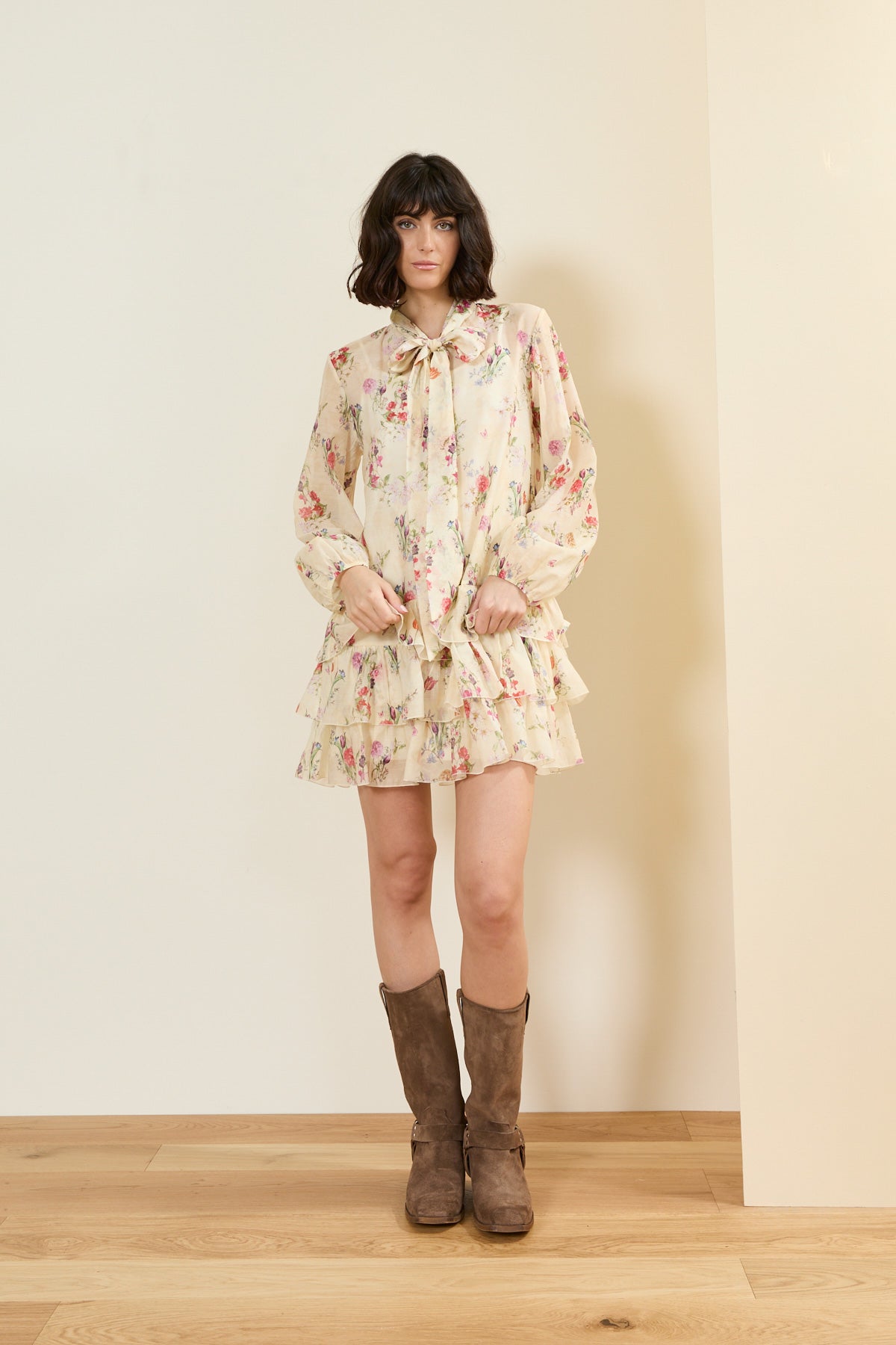 Vestito stampa fiori con fodera